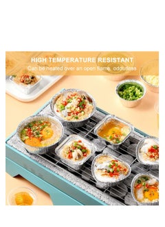 SYOSI Foil Trays Foil Containers Mini Disposable Tins Trays Without Lids for Cakes Bread and Muffins in Aluminium Foil Trays Heart Shape Square Round Portable Food Containers (60 Pack)  - Image 2