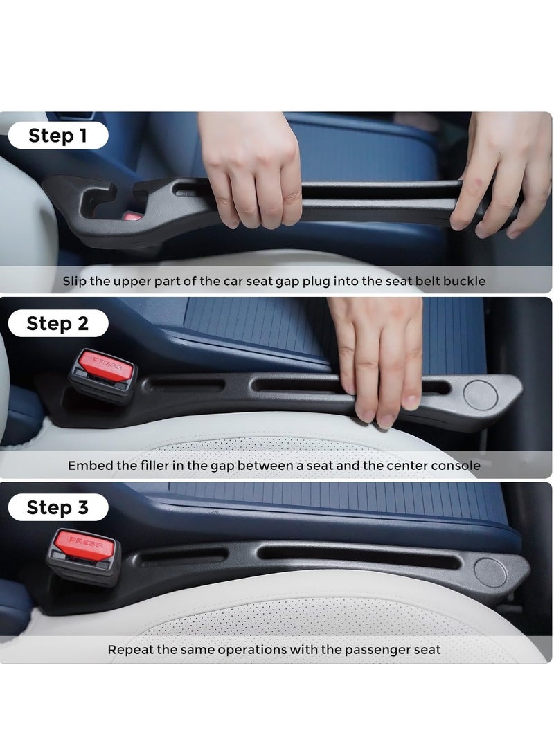 SYOSI Car Seat Gap Filler 2 PCS Car Gap Filler Organizer for Car Seat 2in1 Universal Seat Gap Filler Fits Car Truck SUV Fill the Gap Between Seat Console Organizer Stop Things from Dropping Black - Image 4