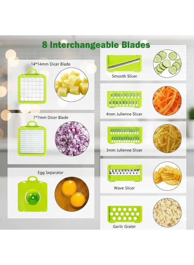 16 Pcs Vegetable Chopper and Slicer Set with Container, Manual Multi Function Veggie Dicer Grater and Peeler for Fast Salad and Food Prep - Image 4