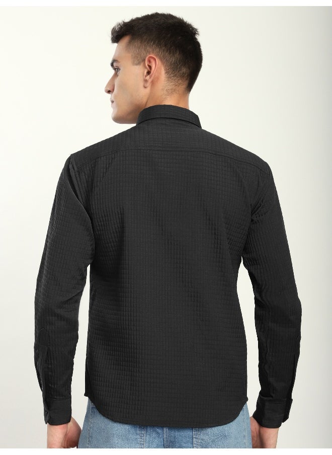 Beyoung Black Textured Western Shirt  - Image 4