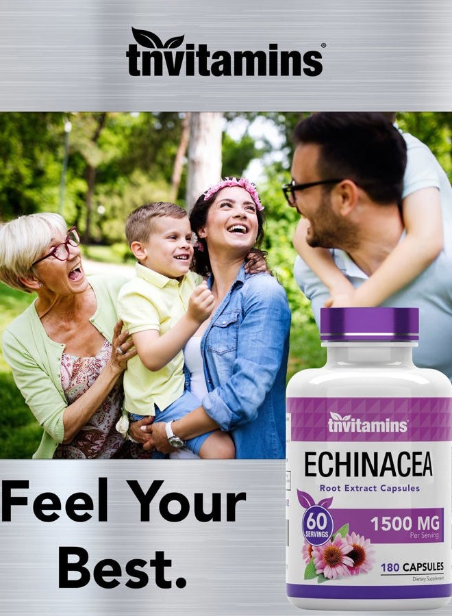 tnvitamins Echinacea Capsules (1500 MG - 180 Capsules) | Supports Health & Well-Being | Echinacea Root Herbal Extract Supplement | Produced in The USA - Image 3
