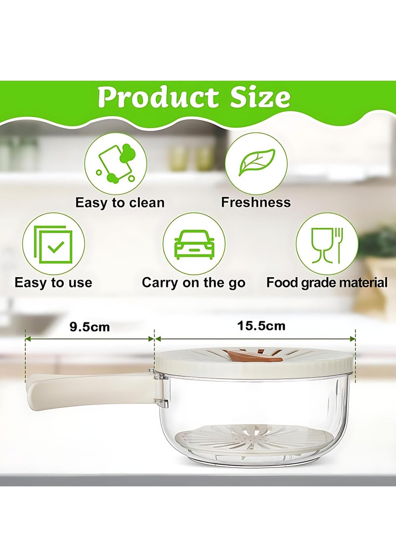2-in-1 Multifunctional Drainer & Strainer Bowl – Food-Grade Dual-Layer Washing Basket with Lockable Lid, Foldable Handle, for Easy Fruit & Vegetable Rinsing, Draining, Mixing, and Storage – Versatile Kitchen Colander(Random Cream Brown/White)  - Image 4