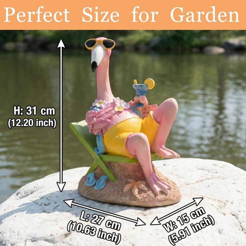 Euiroet Pink Flamingo Figurines, Resin Flamingo Decor for Garden & Patio | Unique Flamingo Tiki Bar for Outside Gifts, Outdoor & Garden Sculptures, Waterproof, Perfect for Mom & Grandma - Image 5
