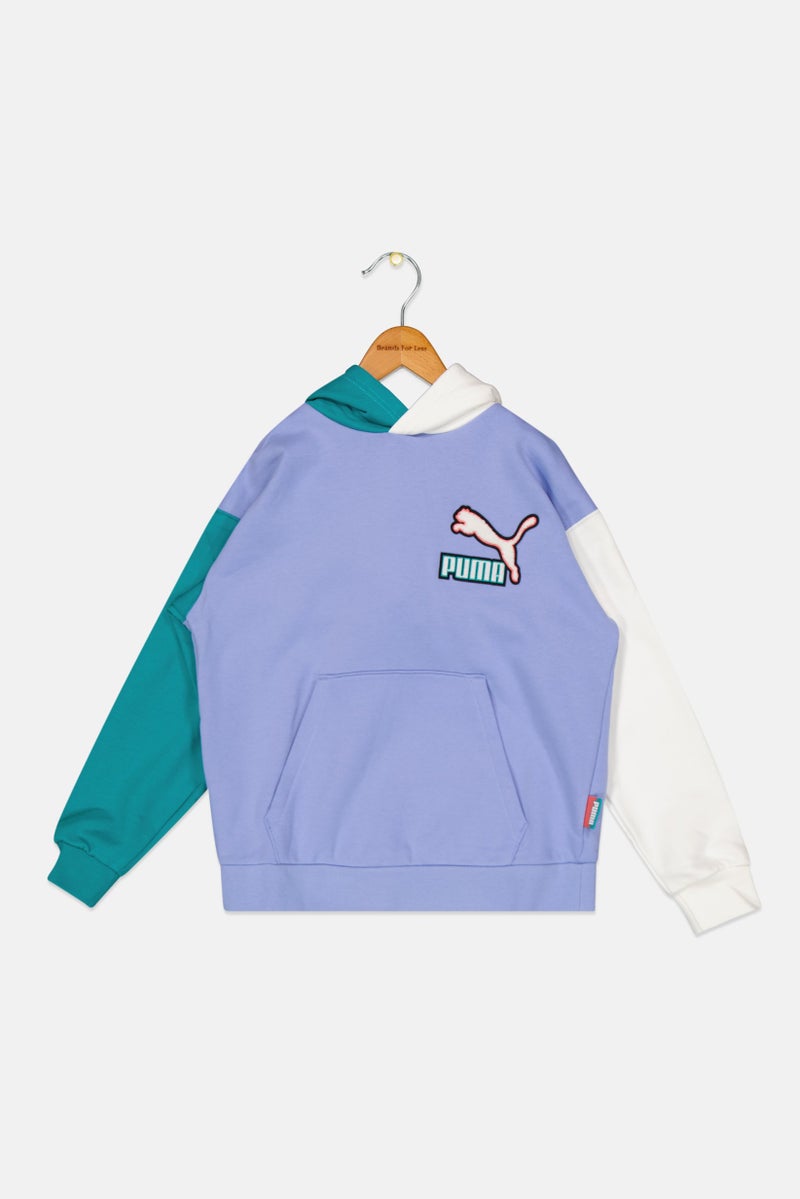PUMA Kids Boy Relaxed Fit Brand Logo Training Hoodies, Lavender Combo  - Image 1