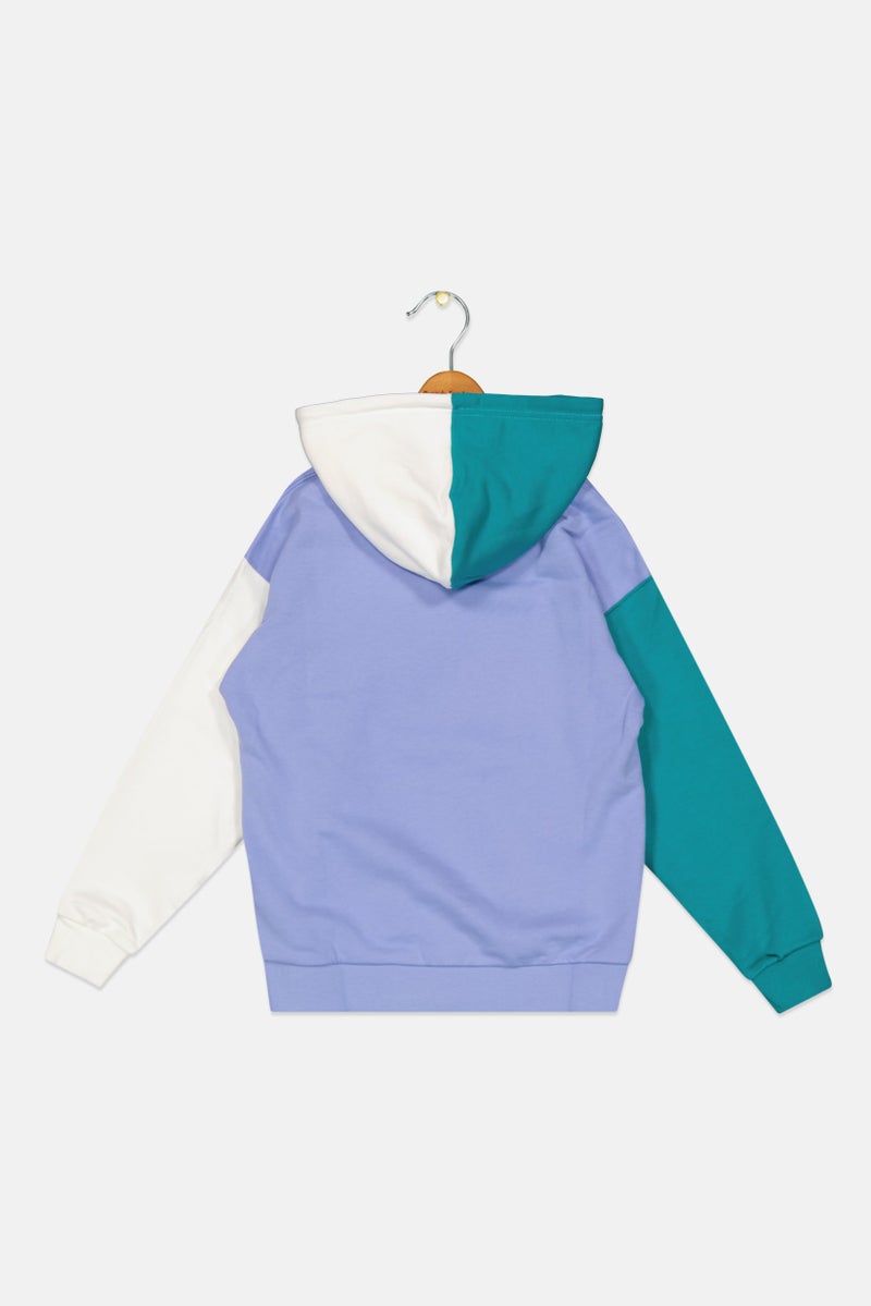 PUMA Kids Boy Relaxed Fit Brand Logo Training Hoodies, Lavender Combo  - Image 2