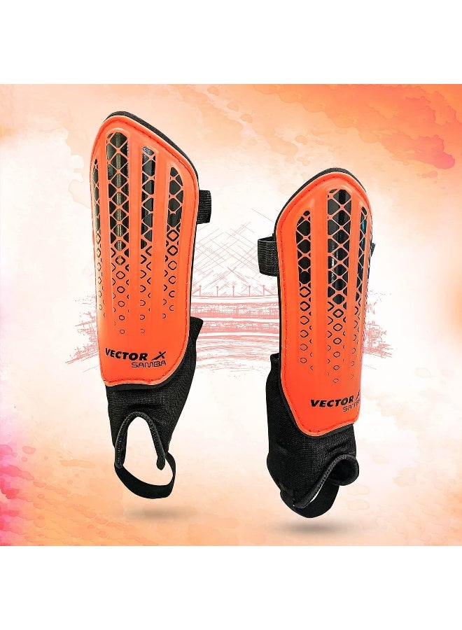 Vector X Samba Junior Soccer Shin Guards – Adjustable Ankle Protection for Training & Matches, Size Small, Multicolor - Image 1
