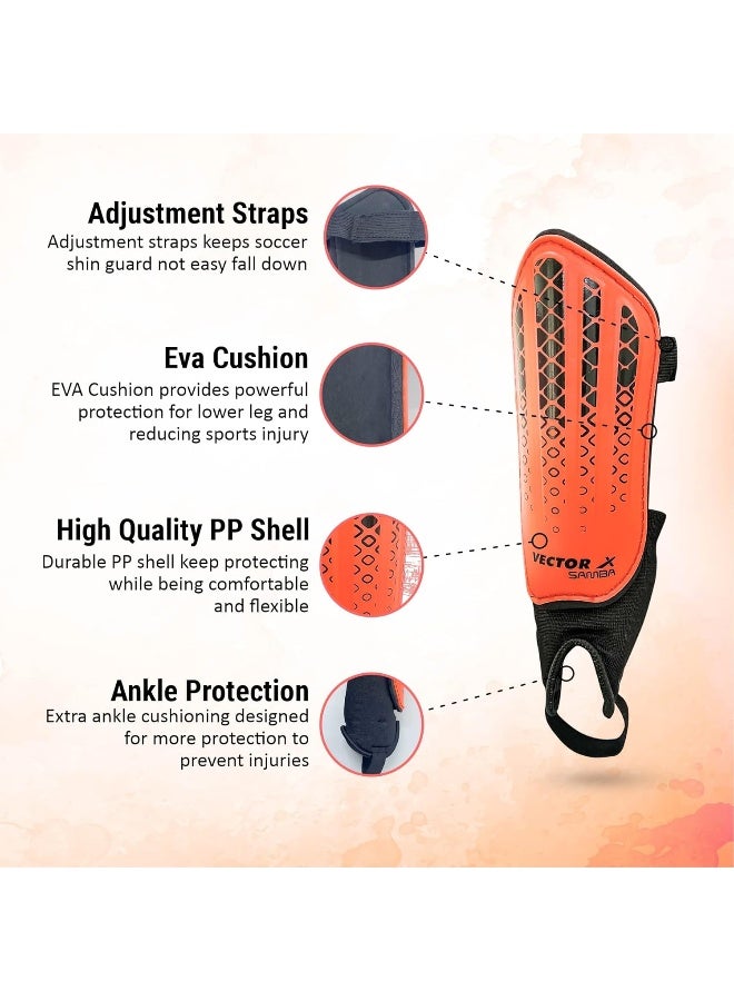 Vector X Samba Junior Soccer Shin Guards – Adjustable Ankle Protection for Training & Matches, Size Small, Multicolor - Image 2