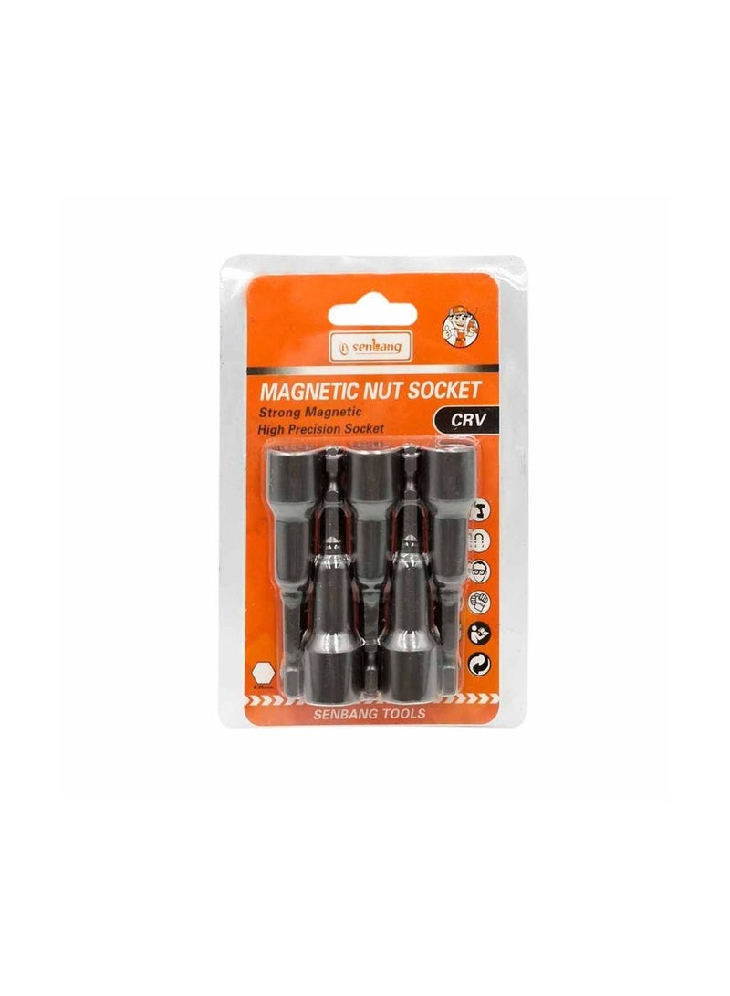 مقبس الجوز المغناطيسي للحفر 3/8 مللي متر مقبس الجوز الحفر قوي المغناطيسي الكروم الفاناديوم CRV 5 قطعة مجموعة - Image 1