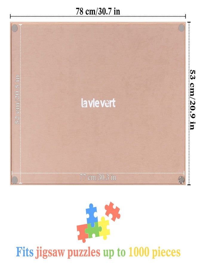 Lavievert Wooden Jigsaw Puzzle Board with Dust-Proof Cover, Lightweight & Portable Puzzle Mat Storage Saver with Non-Slip Surface for Up to 1000 Pieces - Khaki - Image 2