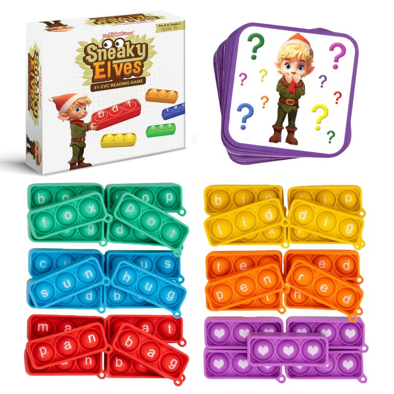 THE FIDGET GAME Sneaky Elves CVC Sight Words Game Pop Sensory Toy to Learn and Spell Educational Kindergarten Classroom Activities Multisensory Reading and Phonics Flash Cards for Kids 3 Years - Image 3