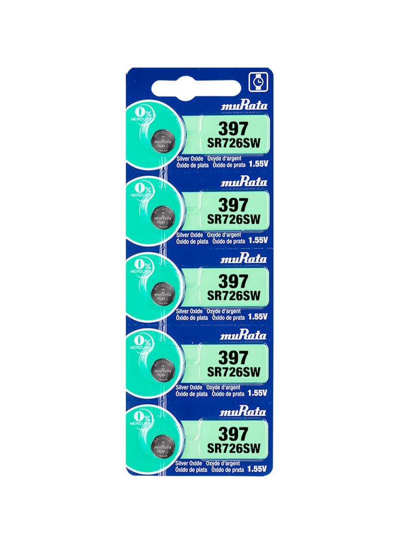 5-Pieces Murata SR726SW / 397 Silver Oxide 1.55V (muRata) Japan Batteries