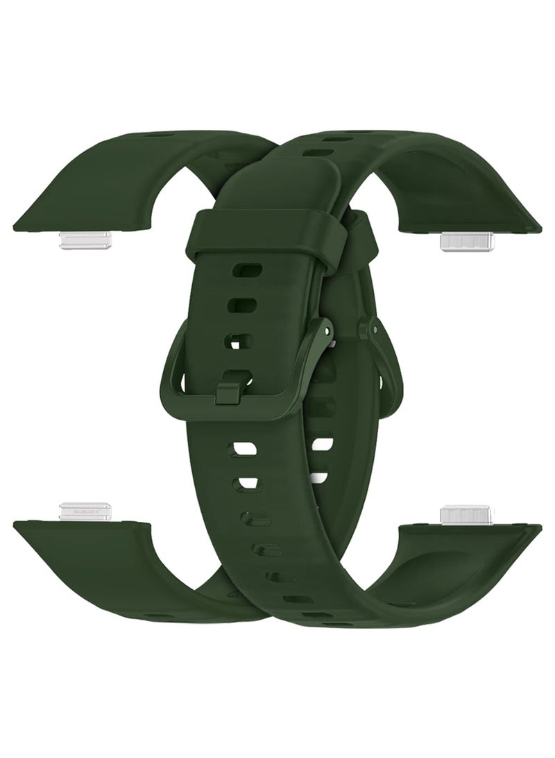 CATANES Wristband for Huawei Watch Fit 3/Fit 4/Fit 4 Pro Bands, Silicone Bracelet Quick Release Arm Band, Replacement Smartwatch Band Quick Release Sport Straps - Dark Green - Image 1