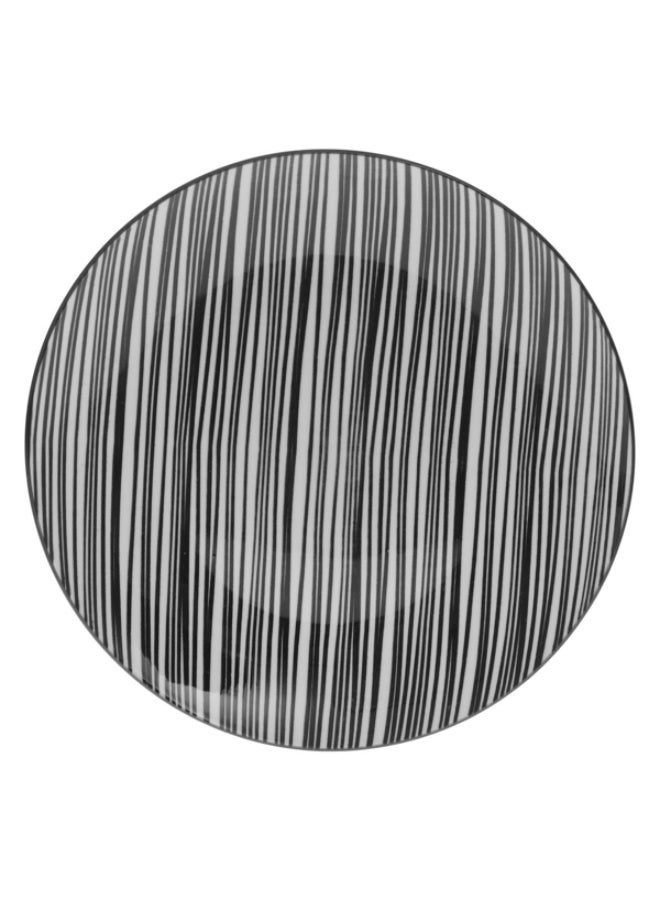 Secret de Gourmet Bohemia Zebra Stripe Pattern Porcelain Dinner Plate Black and White 26cm - Image 1