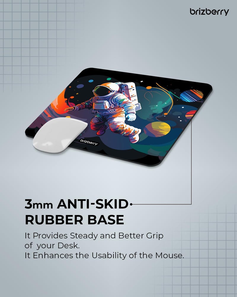 ARTBRIZ ® Brizberry Astronout Mouse Pad, Optimised for Speed and Precision, Premium Anti Skid Rubber Base, for Office Desktop Laptop PC Mac, 240mm x 210mm x 3mm (121S - Pack of 1) - Image 3
