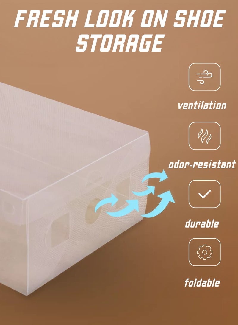 Shoe organizer, Transparent Stackable Shoe Box, 10 Pack Foldable Shoe Container, Polypropylene Plastic, Sneaker Container  - Image 4