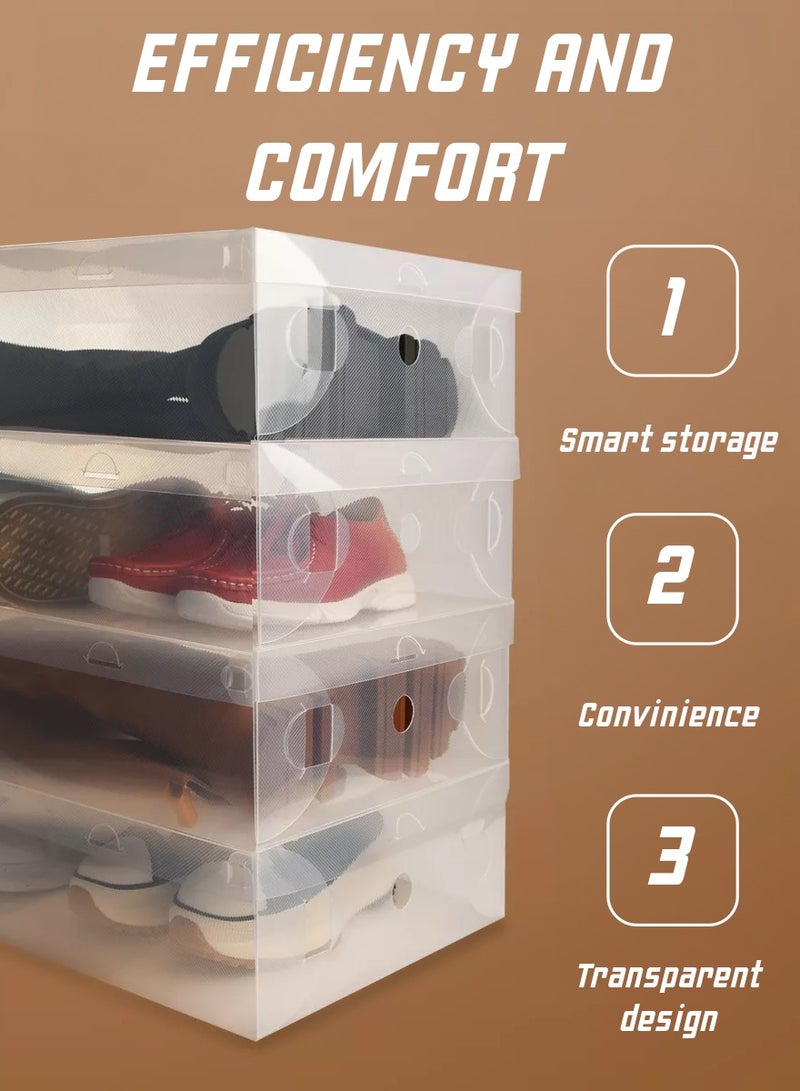 Shoe organizer, Transparent Stackable Shoe Box, 10 Pack Foldable Shoe Container, Polypropylene Plastic, Sneaker Container  - Image 2