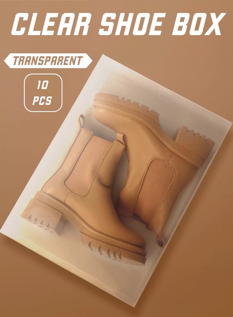 Shoe organizer, Transparent Stackable Shoe Box, 10 Pack Foldable Shoe Container, Polypropylene Plastic, Sneaker Container  - Image 1