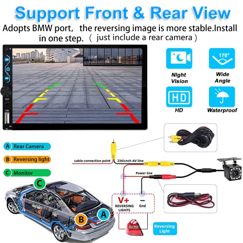 Leadfan Double Din Car Stereo with Wireless Carplay,Wireless Android Auto,7 inch Touch Screen Radio with Backup Camera,Bluetooth Car Audio Receiver,Mirror Link,SWC,FM/USB/AUX/Subwoofer - Image 5