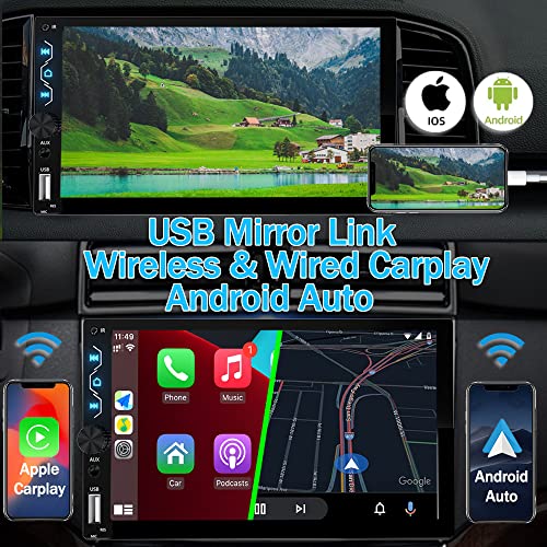 Leadfan Double Din Car Stereo with Wireless Carplay,Wireless Android Auto,7 inch Touch Screen Radio with Backup Camera,Bluetooth Car Audio Receiver,Mirror Link,SWC,FM/USB/AUX/Subwoofer - Image 3
