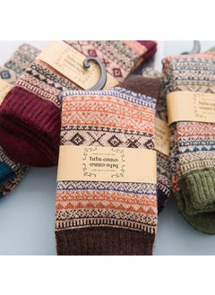 Generic Socks autumn and winter new double retro rabbit wool socks mens national wind warm socks a generation of wool socks socks Wine Red  - Image 5