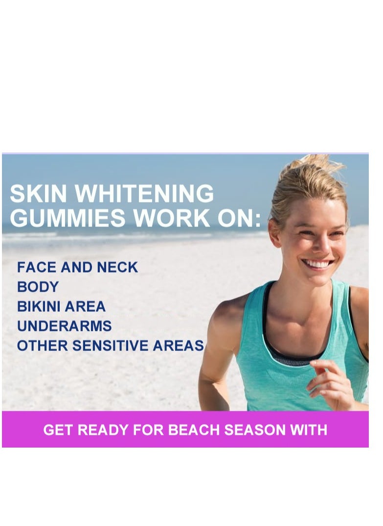 Wins Town - Skin Whitening Gummies With L-Glutathione & Collagen & Biotin Hydrated Youthful Skin Glow and Spots Fading Anti-Aging 60 Vegan Gummies - Image 1