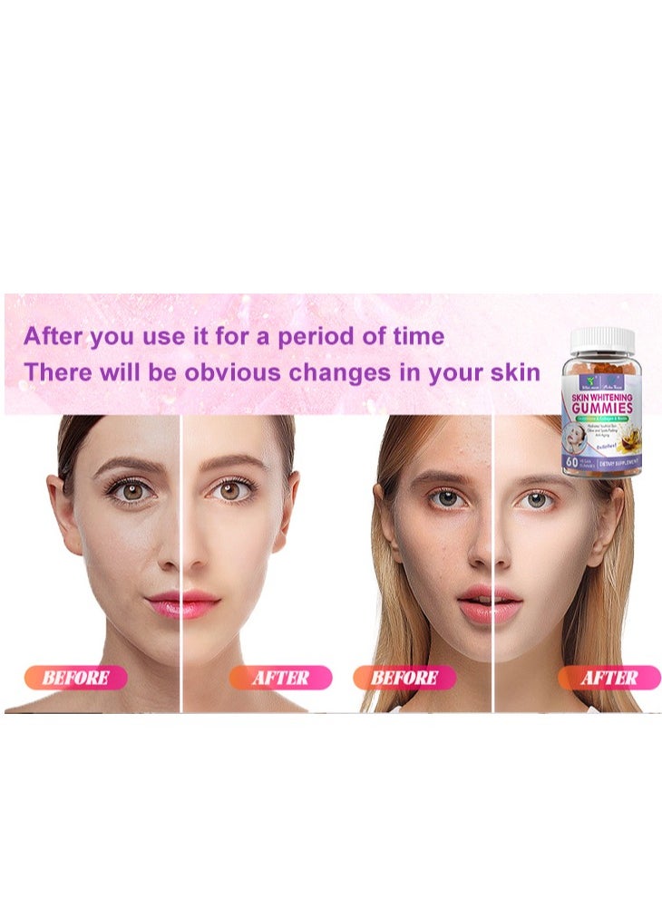 Wins Town - Skin Whitening Gummies With L-Glutathione & Collagen & Biotin Hydrated Youthful Skin Glow and Spots Fading Anti-Aging 60 Vegan Gummies - Image 1