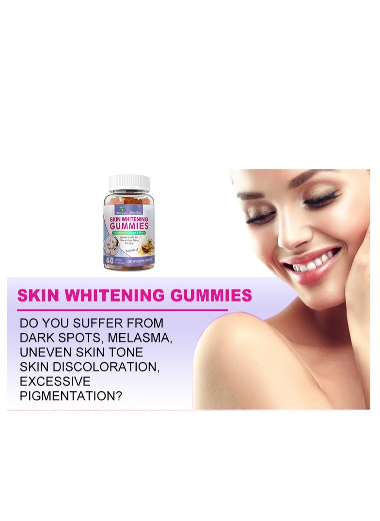 Wins Town - Skin Whitening Gummies With L-Glutathione & Collagen & Biotin Hydrated Youthful Skin Glow and Spots Fading Anti-Aging 60 Vegan Gummies - Image 1