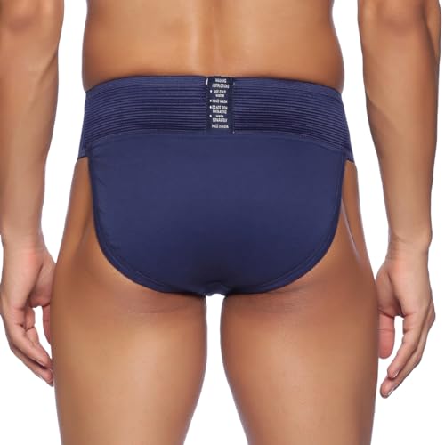omtex Athletic Tokyo Cotton Stretchable Supporter Back Covered with Cup Pocket, Ideal for Workout and Sports Quick Dry Moisture Wicking Underwear Navy Blue - Medium - Image 4