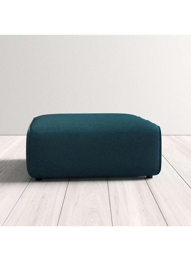 Al Zakharef Furniture – Modern Luxe Ottoman in Blue | Upholstered Fabric Footrest & Coffee Table | Multipurpose Living Room Pouf Seat - Image 2