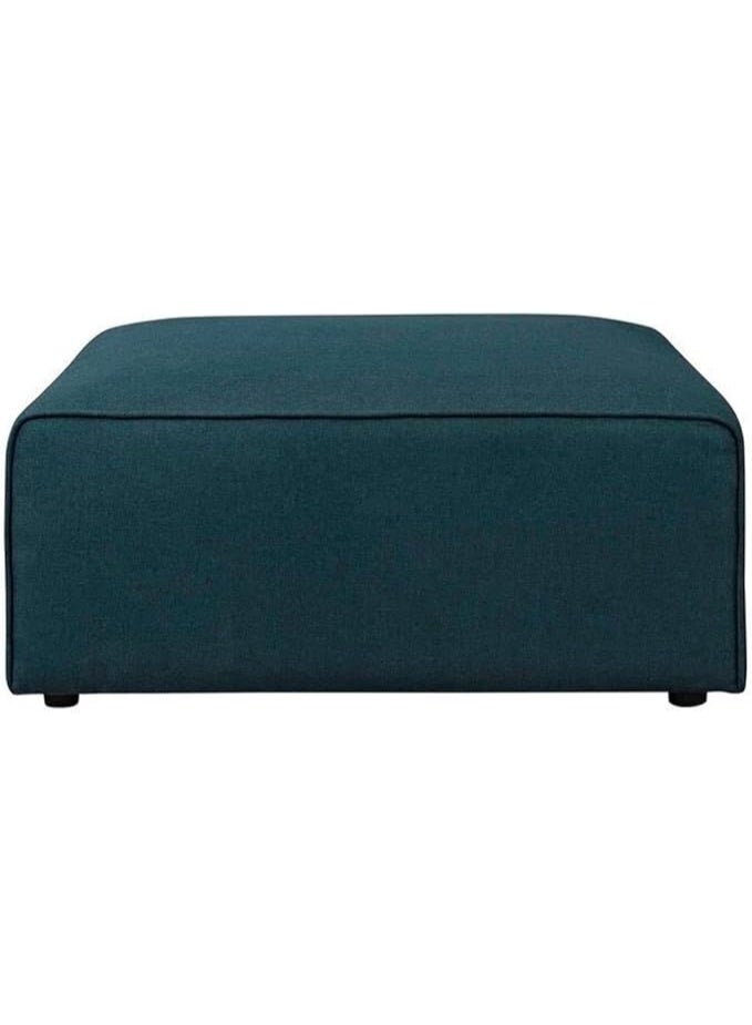 Al Zakharef Furniture – Modern Luxe Ottoman in Blue | Upholstered Fabric Footrest & Coffee Table | Multipurpose Living Room Pouf Seat - Image 3