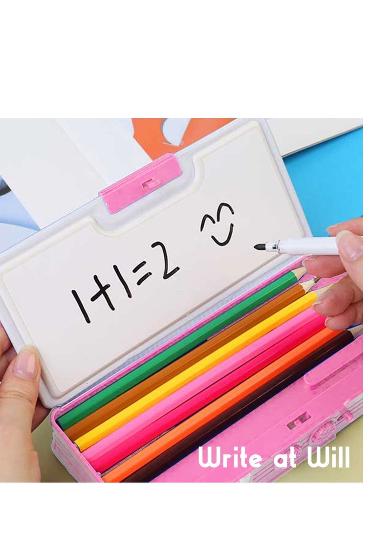 SYOSI - Pop Up Multifunction Pencil Case for Girls (Random Pattern), Cute Cartoon Pen Box Organizer Stationery with Lock, Sharpener, Schedule, Whiteboard, School Supplies, Best Gifts for Kids Teens(Pink) - Image 1