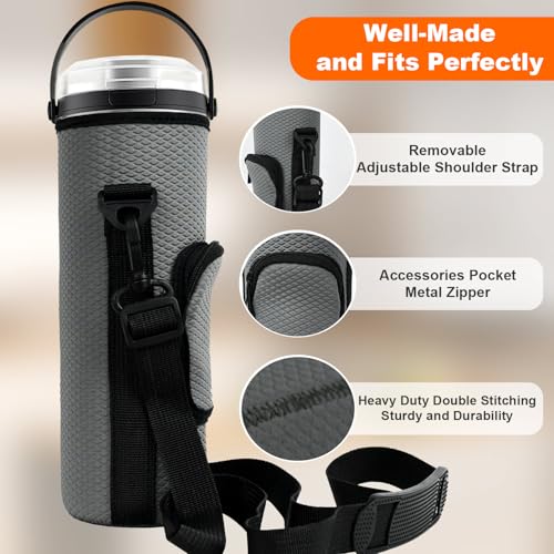 NUENSS-ROR Storage Bag for Ninja Portable Blender Dust Cover Sleeve with Shoulder Strap, Accessory Pocket for Ninja BC151NV/BC51NV/BC151BK/BC151CR/BC151EM/ BC151PR/BC151WH/BC155PS Portable Blender (Grey Lozenge) - Image 3