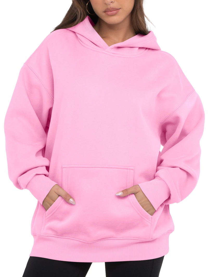 VIUTIL Womens Oversized Hoodies Fleece Loose Hooded Sweatshirt Fall Winter Outfits 2026 Trendy Clothes, Pink, Medium - Image 1