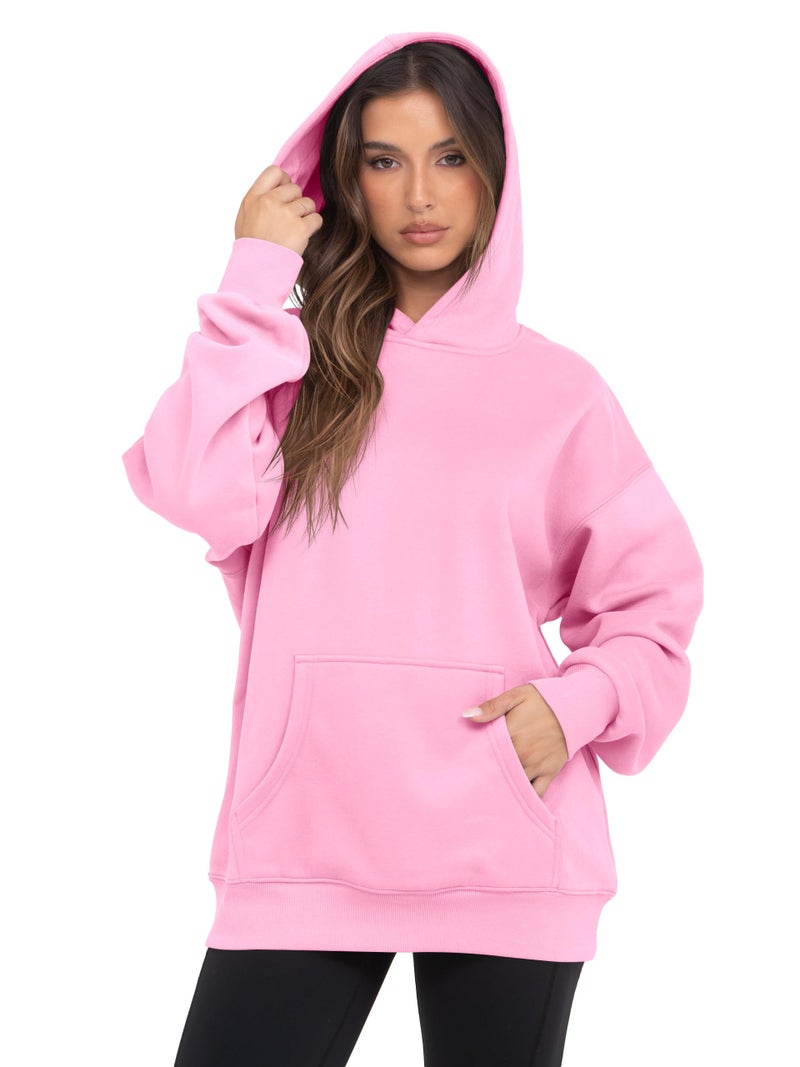 VIUTIL Womens Oversized Hoodies Fleece Loose Hooded Sweatshirt Fall Winter Outfits 2026 Trendy Clothes, Pink, Medium - Image 2