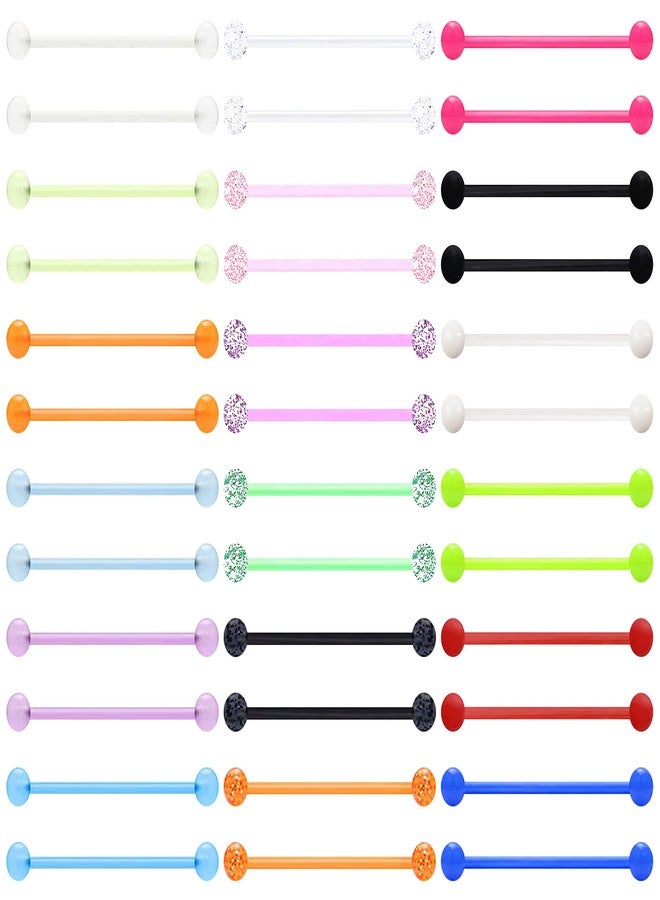 EVELICAL 36PCS 14G Stainless Steel Industrial Barbell Earrings for Women Men Acrylic Cartilage Helix Body Piercing Jewelry 38mm 1&1/2 Inch Piercing Bar Style 2 - Image 1