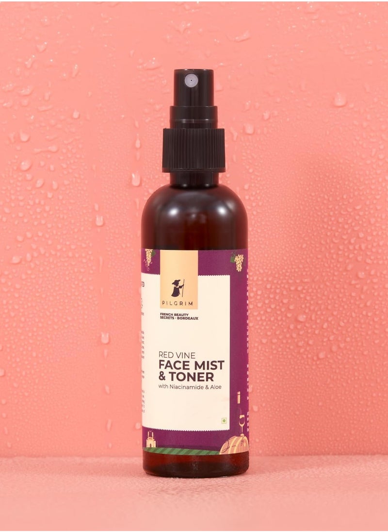 PILGRIM - Pilgrim Alcohol-Free Red Vine Face Toner Spray | With Vitamin B3 & Aloe for Anti-Ageing & Glowing Skin | Suitable for Dry & Oily Skin | For Men & Women | 100 ml - Image 1