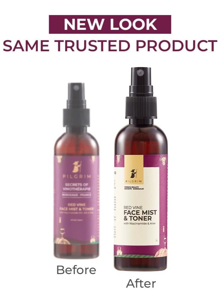 PILGRIM - Pilgrim Alcohol-Free Red Vine Face Toner Spray | With Vitamin B3 & Aloe for Anti-Ageing & Glowing Skin | Suitable for Dry & Oily Skin | For Men & Women | 100 ml - Image 1