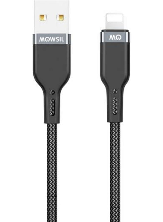 Mowsil USB A to Lightning Cable 2M, Nylon Braided, 3A Fast Charging, 480Mbps Data Transfer, USB 2.0, USB-A to Lightning Charger - Image 1