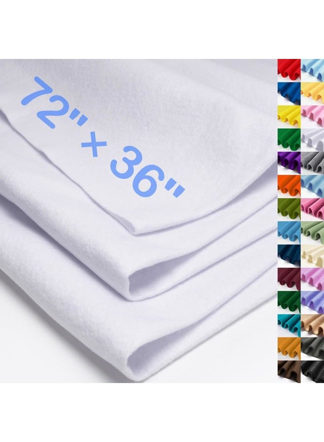 XSEINO قماش فيelt أبيض كبير 72" × 36" (2 ياردة مربعة)، 1.4 مم سمك قماش فيelt ناعم للحرف، ألوان سلسلة الأبيض قماش غير منسوج ناعم، مناسب للزينة، الخياطة، الحرف اليدوية DIY - Image 1