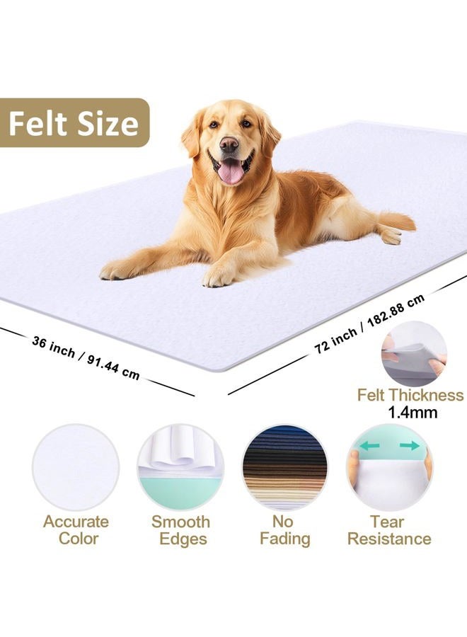 XSEINO قماش فيelt أبيض كبير 72" × 36" (2 ياردة مربعة)، 1.4 مم سمك قماش فيelt ناعم للحرف، ألوان سلسلة الأبيض قماش غير منسوج ناعم، مناسب للزينة، الخياطة، الحرف اليدوية DIY - Image 2