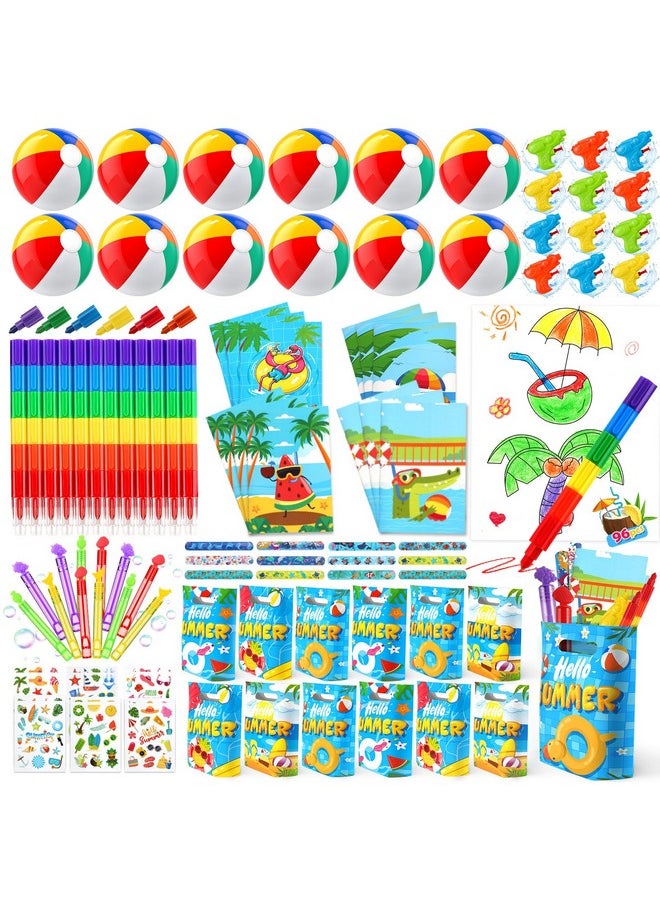 INNOCHEER Pool Party Favors Beach Party Favors For Kids 3-4-5-8-12, 96Pcs Goodie Bags Stuffers For Kids Summer Toys, Beach Balls, Crayons, Coloring Books Beach Pool Toys For Kids Ages 4-8-12 Pool Party Supplies  - Image 1