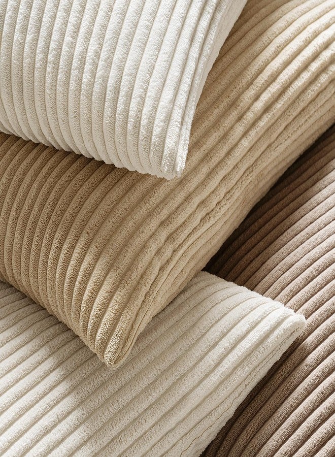 MIULEE Summer Pack of 2 Corduroy Pillow Covers Soft Soild Cushion Cases Decorative Square Throw Pillow Covers Cream White Pillowcases for Sofa Bedroom Car 18 x 18 Inch 45 x 45 Cm - Image 2