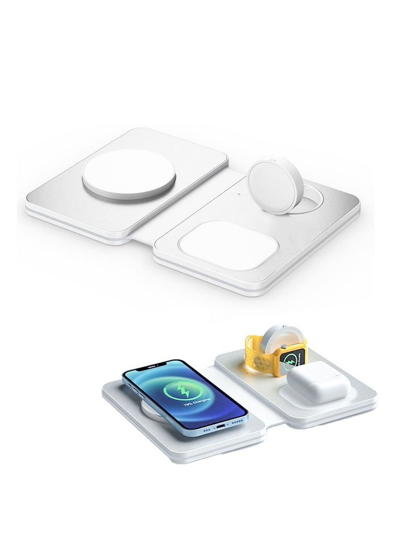 Captaintech 3 in 1 Wireless Charging Station, Foldable Travel Wireless Charger for iPhone Series, Mag-Safe Charger Stand for iWatch Series, for Apple Charging Station - Image 1