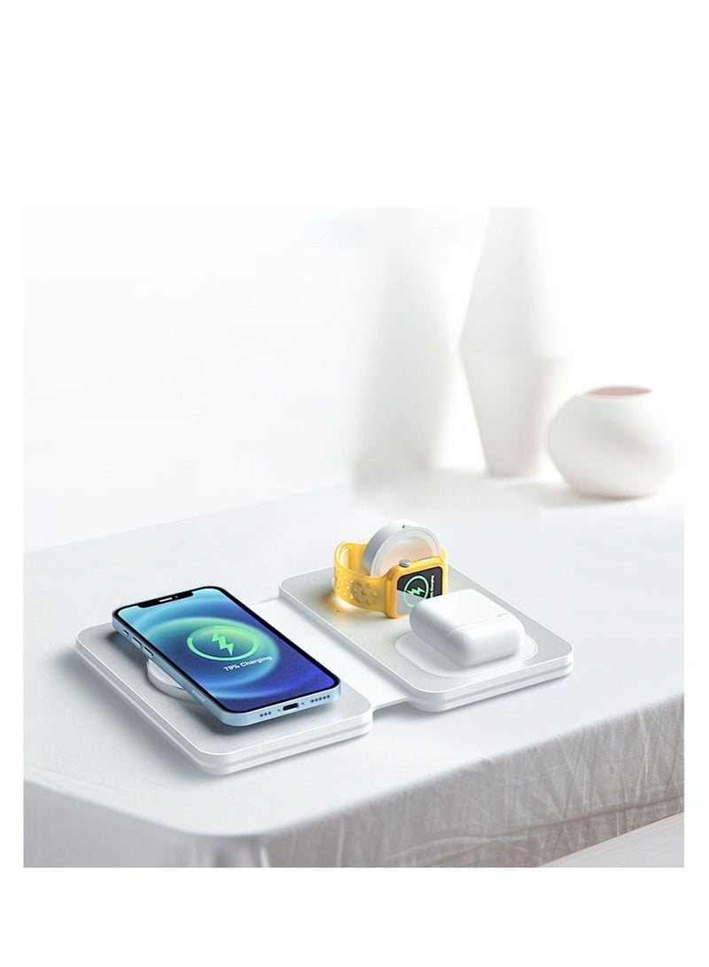 Captaintech 3 in 1 Wireless Charging Station, Foldable Travel Wireless Charger for iPhone Series, Mag-Safe Charger Stand for iWatch Series, for Apple Charging Station - Image 3