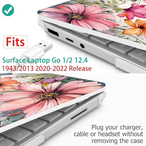 Mektron 2023 Microsoft Surface Laptop GO 3 Case 124 Compatible with Go 21 Laptop Cover 20222020 Releases Model 19432013 Plastic Hard Shell Case with Screen Protector Colorful Floral - Image 3