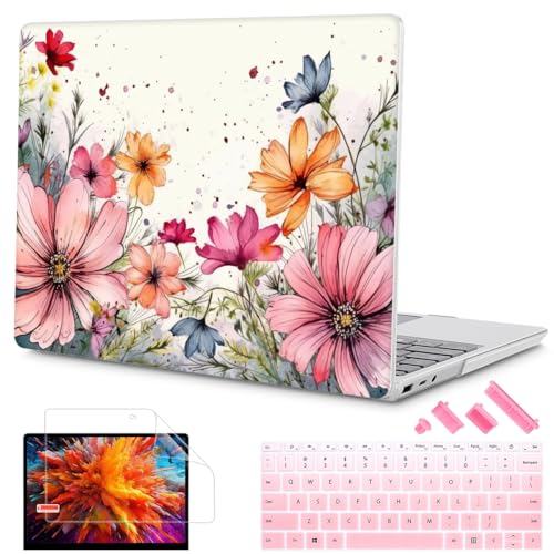 Mektron 2023 Microsoft Surface Laptop GO 3 Case 124 Compatible with Go 21 Laptop Cover 20222020 Releases Model 19432013 Plastic Hard Shell Case with Screen Protector Colorful Floral - Image 1