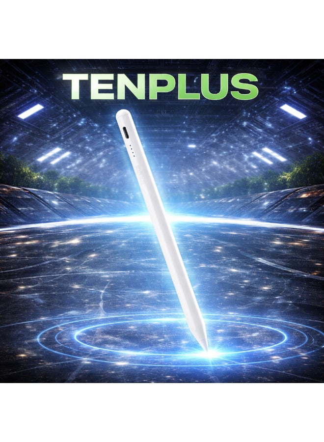 TENPLUS T3501 iPad Stylus Pen with Palm Rejection, Magnetic Attachment, Fast Charging, LED Indicator, High Precision Digital Pencil for iPad Drawing & Note Taking – White - Image 4