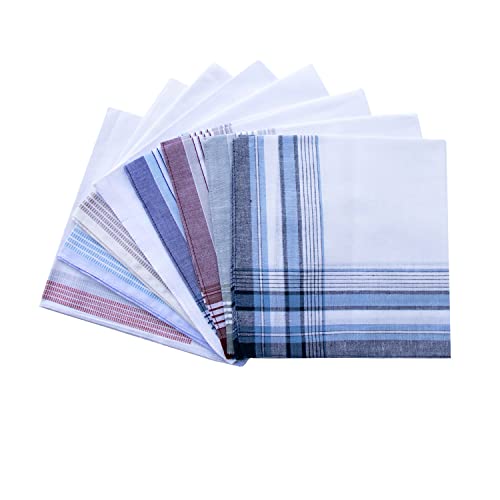 CoCoUSM Assorted Pack of Mens Classic Striped Border Cotton Handkerchiefs White 3PCS - Image 1