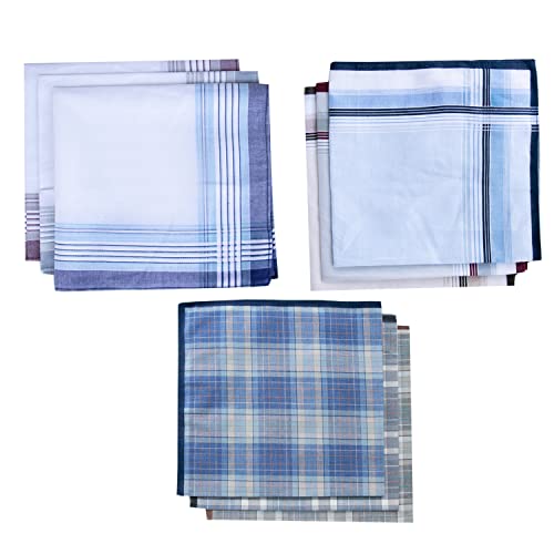 CoCoUSM Assorted Pack of Mens Classic Striped Border Cotton Handkerchiefs White 3PCS - Image 3