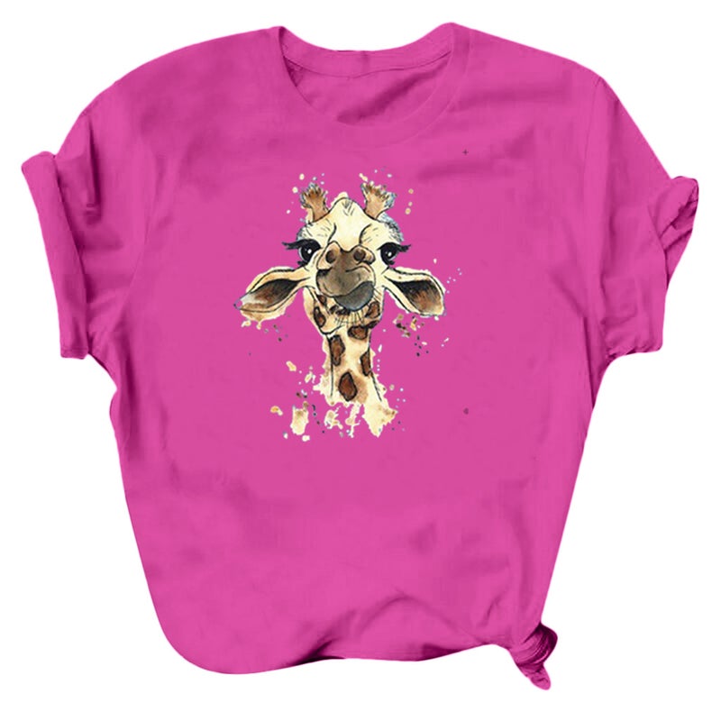 Spot wish giraffe printed short sleeve T-shirt top
